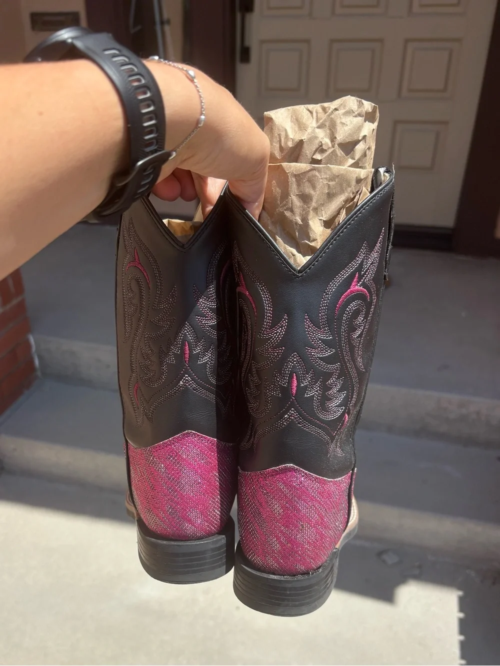 EUC Cowgirl Boots size 3D Sparkly Pink
